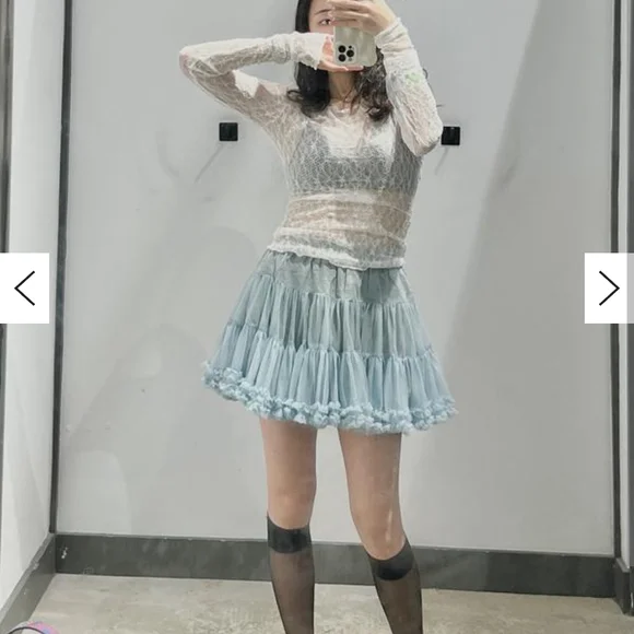 Urban Outfitters Blue Ruffled Mini Skirt - Picture 4 of 5